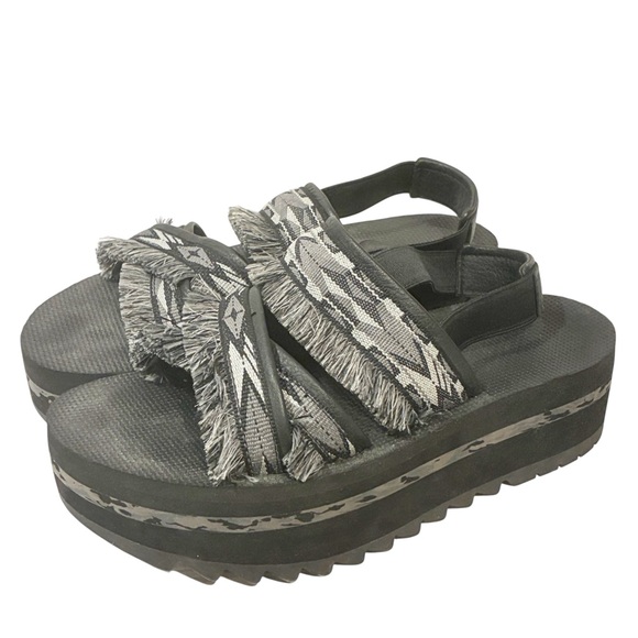 Free‎ People x Teva Black Fringe Ceres Flatform Sandals Womens Size 8 - Picture 2 of 7